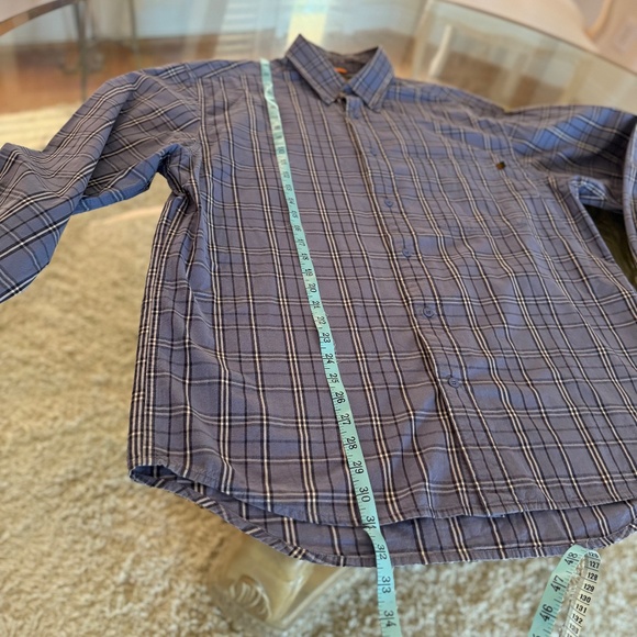 Timberland Men's Large Blue Plaid Check Long Sleeve Shirt Regular Fit Casual - Picture 10 of 10